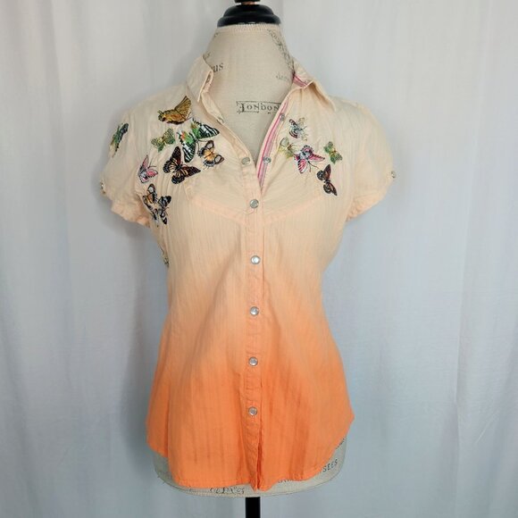 3J Johnny Was Button Down Small Embroidered Top Fitted Butterfly - Picture 10 of 10